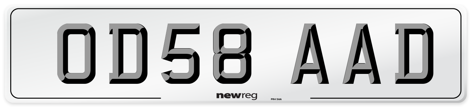 OD58 AAD Number Plate from New Reg